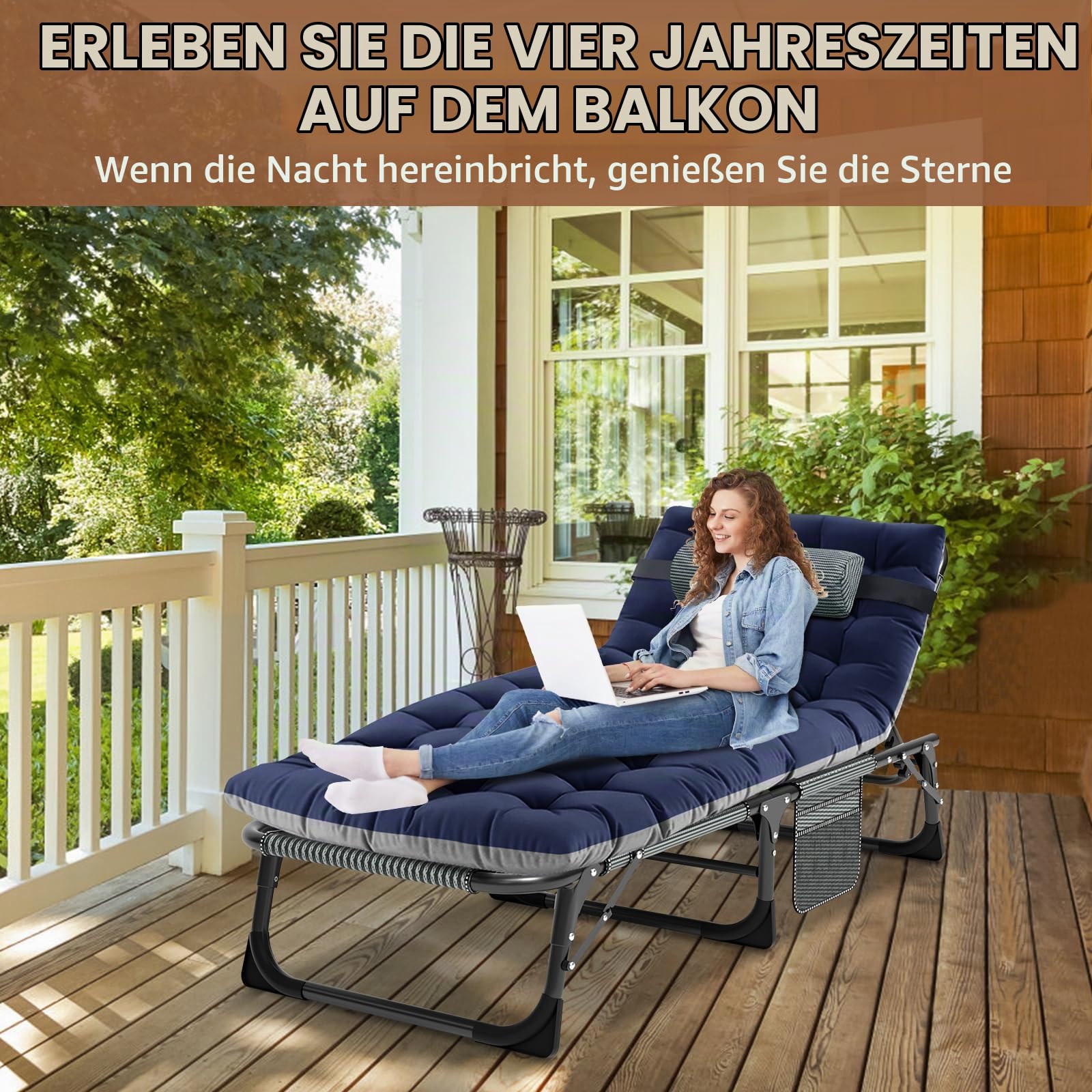 MOPHOTO Klappbett – Gästebett mit Matratze, Einzelbett, kompakt und platzsparend – zusammenklappbares Feldbett – 190 x 68 cm