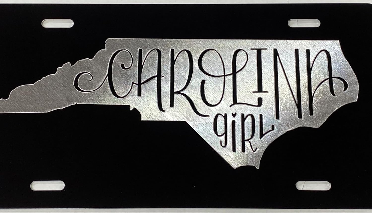 NC North Carolina Girl Diamond Etched Engraved License Plate Car Tag Great Gift, Gloss Black, Standard, (1550)