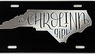 NC North Carolina Girl Diamond Etched Engraved License Plate Car Tag Great Gift, Gloss Black, Standard, (1550)