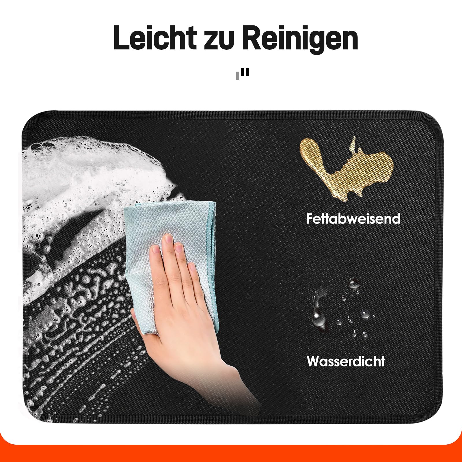 Vuurvaste onderlegger, antislip, hittebestendige onderlegger voor heteluchtfriteuse, vuurvaste onderlegger, koffiezetapparaat, hittebeschermingsmat, vuurvaste siliconen mat voor airfryer (zwart, 60 x