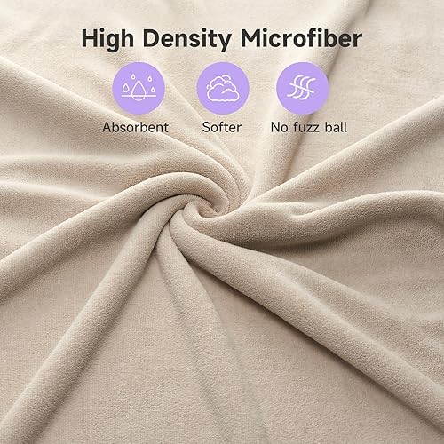 Miniatura 7 de Toalla de pelo 100% microfibra, toalla de cuidado del cabello súper absorbente de 41 x 22 pulgadas, toalla de pelo ultra suave con lazo elástico,