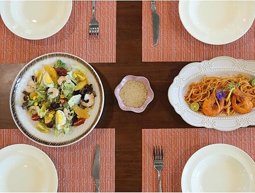 Miniatura 175 de AHHFSMEI Juego de 6 manteles individuales para mesa de comedor, manteles individuales de vinilo tejido de plástico, antideslizantes, aislamiento