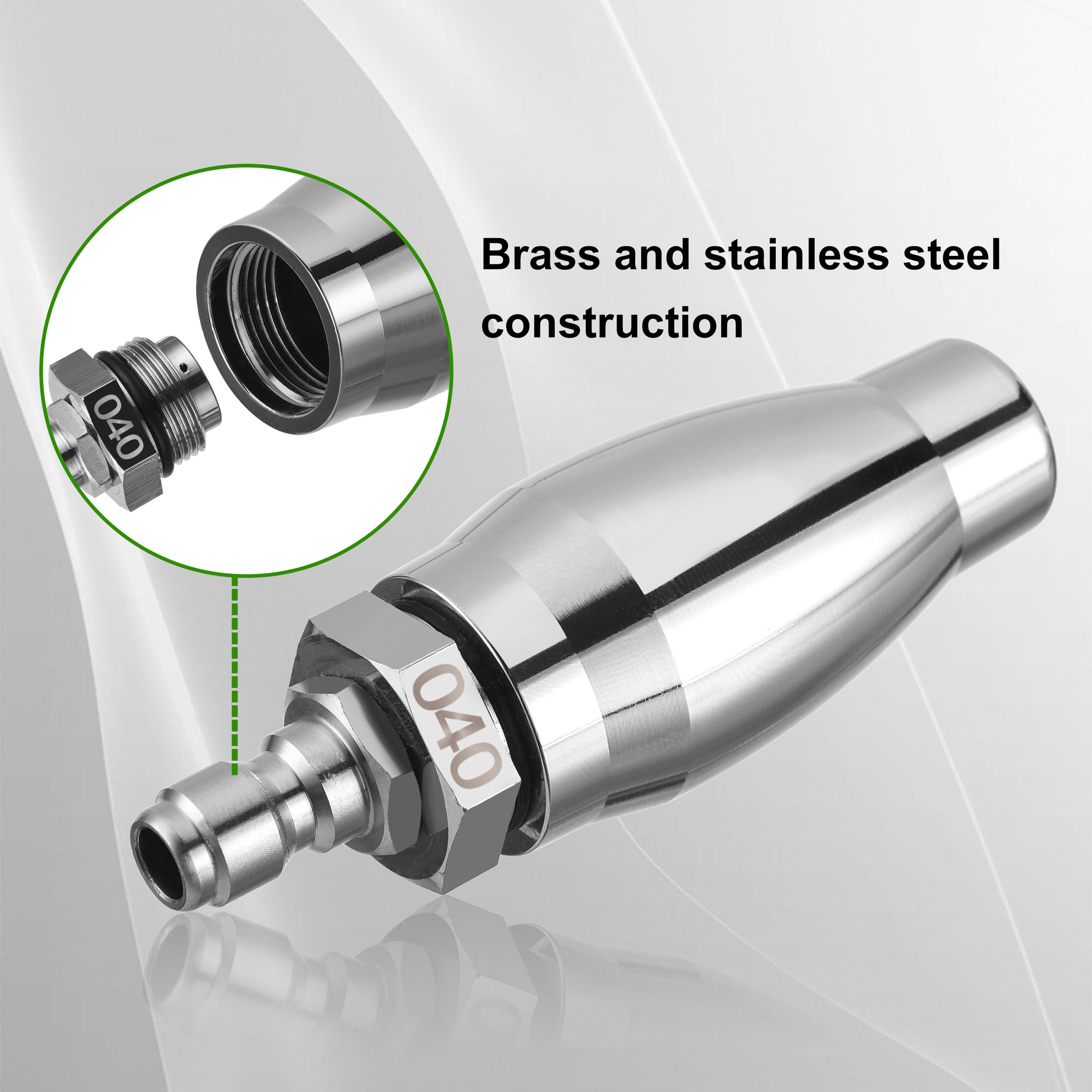 JOEJET Boquilla turbo para lavadora a presión, boquilla giratoria de lavado a presión con conexión rápida de 1/4 pulgadas, 7 puntas de boquilla de pulverización con soporte de boquilla, 3000 PSI,