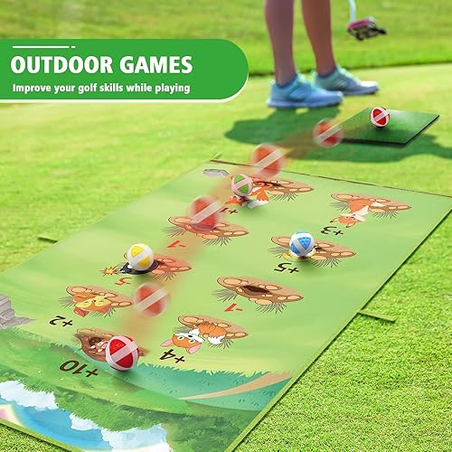 Miniatura 8 de Alfombrilla de golf casual de 6 pies x 4 pies, tapete de juego de golf para adultos y niños, juego de golf para interiores y exteriores, patio