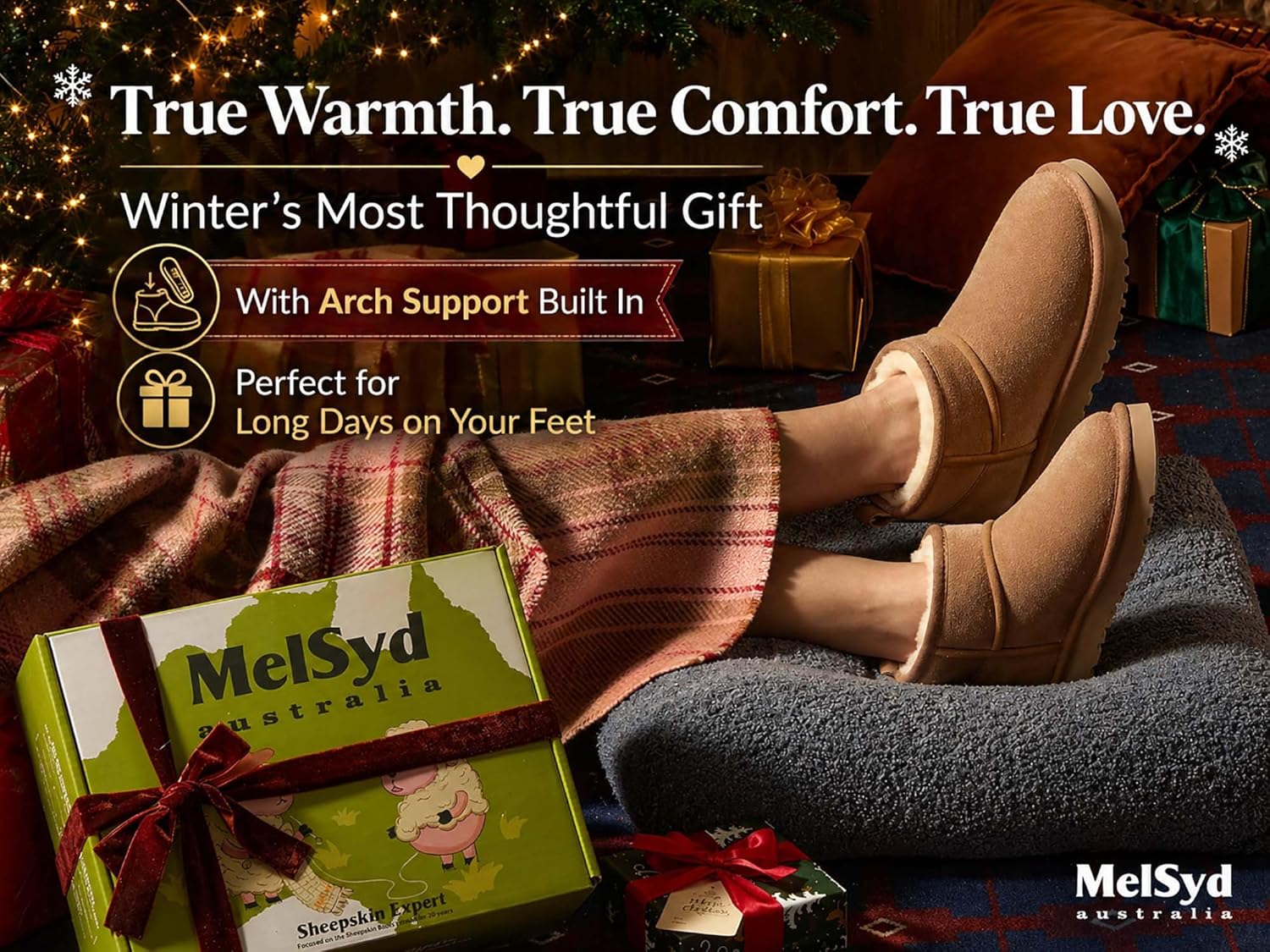 Mel&Syd 100% Australian Sheepskin Mini Boots with Arch Support Options - Warm Down to -22°F (-30°C) Thermal Ankle Booties - Waterproof Suede & Breathable Winter Shoes for Urban Commute & Office Wear