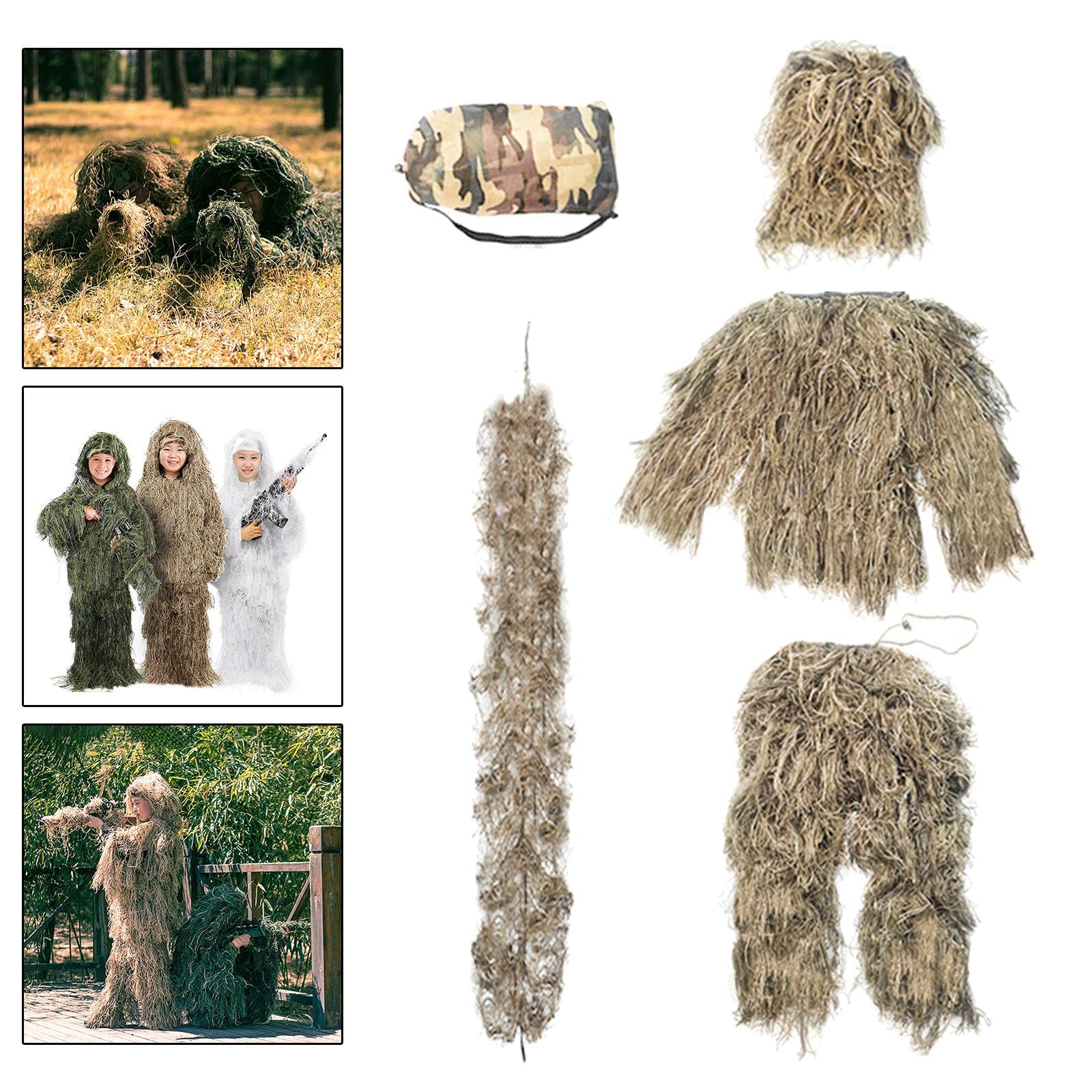 Almencla Tenue de pour Enfants, Jeu de Guerre, Jungle, Marron 110~140 CM