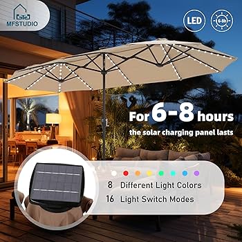 ブランテリア Amazon.com : MFSTUDIO 13ft Patio Umbrella with Solar Lights