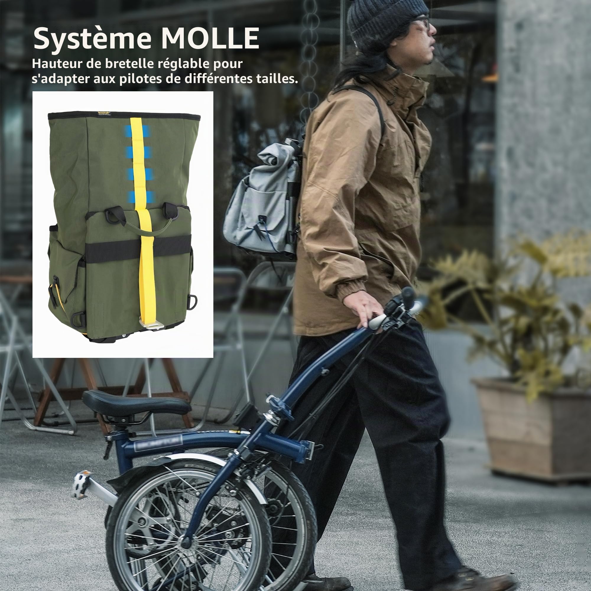 Rhinowalk Sacoche de Guidon de vélo à libération Rapide - pour vélo Pliant Brompton - avec bandoulière