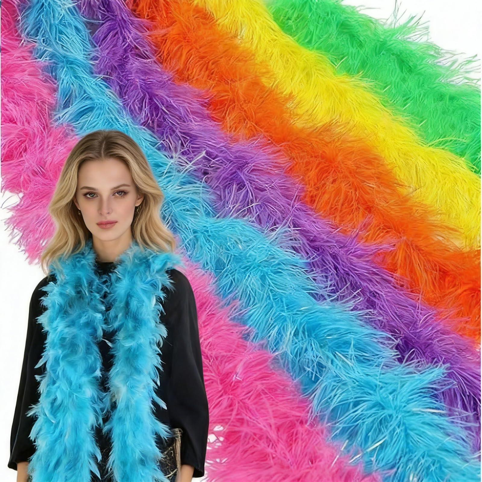 YgonziRuvc Pack of 6 Vibrant Feather Boas Multipack