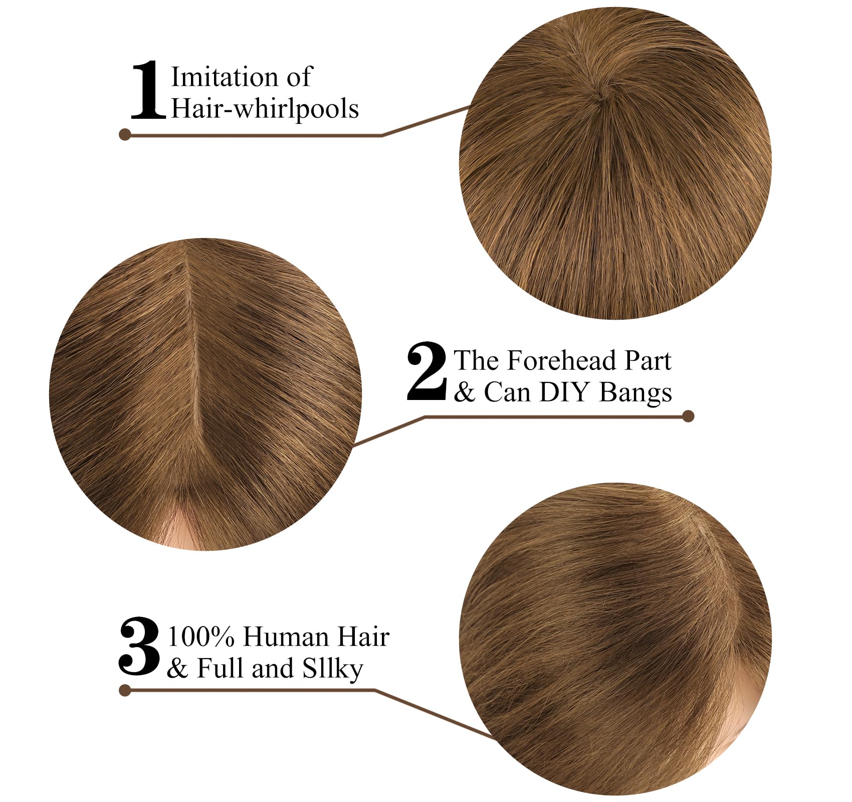Cabeza de maniquí con cabello humano 100% real, 18 pulgadas, cabello castaño dorado, cabeza cosmetológica, cabeza manicana de muñeca para practicar estilos de cabello, cabeza de 3