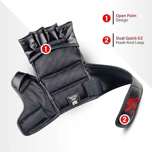 Miniatura 3 de Guantes MMA Grappling Sparring, cuero maya, guantes de boxeo Muay Thai artes marciales, guantes ajustables de medio dedo, soporte de muñeca, jaula