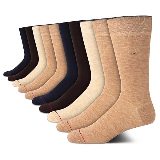 Tommy Hilfiger Mens Dress Socks - 10 Pack Comfort Stretch Breathable Casual Work Crew Socks for Men (Sizes: 7-12)