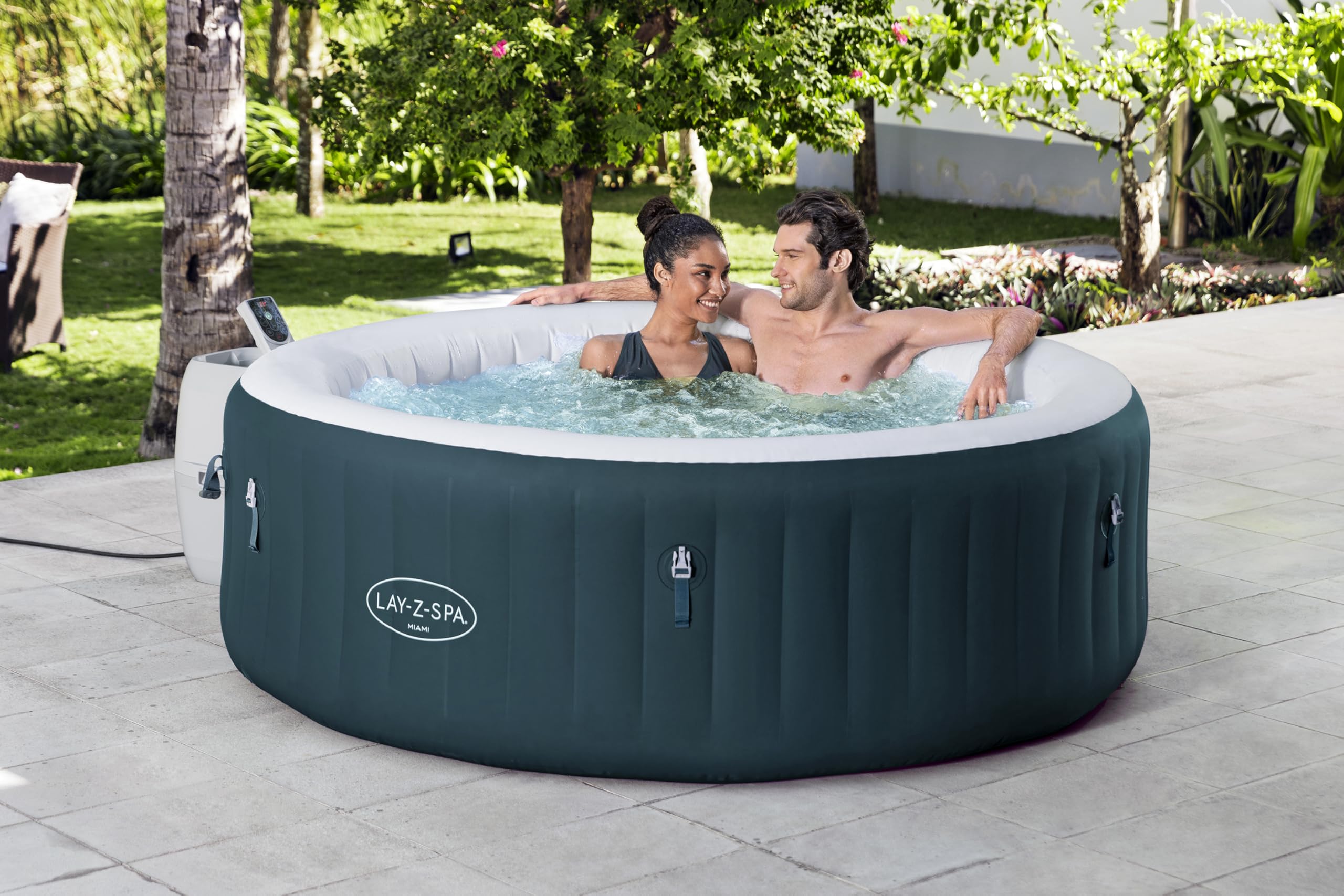 Bestway 77" x 26"/1.96mx 66cm Miami EnergySense AirJet 6 Verde Oscuro Redondo
