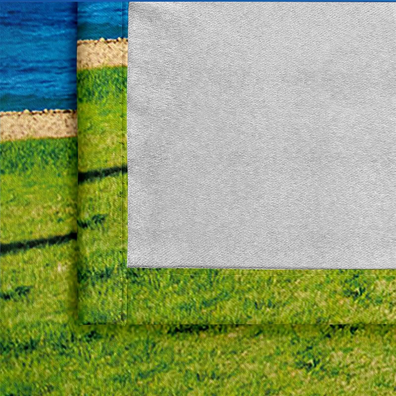 Tende Soggiorno Occhielli,2 x 86W x 160H CM,Tenda Stanzetta Oscurante 2 Pannelli Paesaggio di Palma Spiaggia Tenda Blu Verde da Cucina