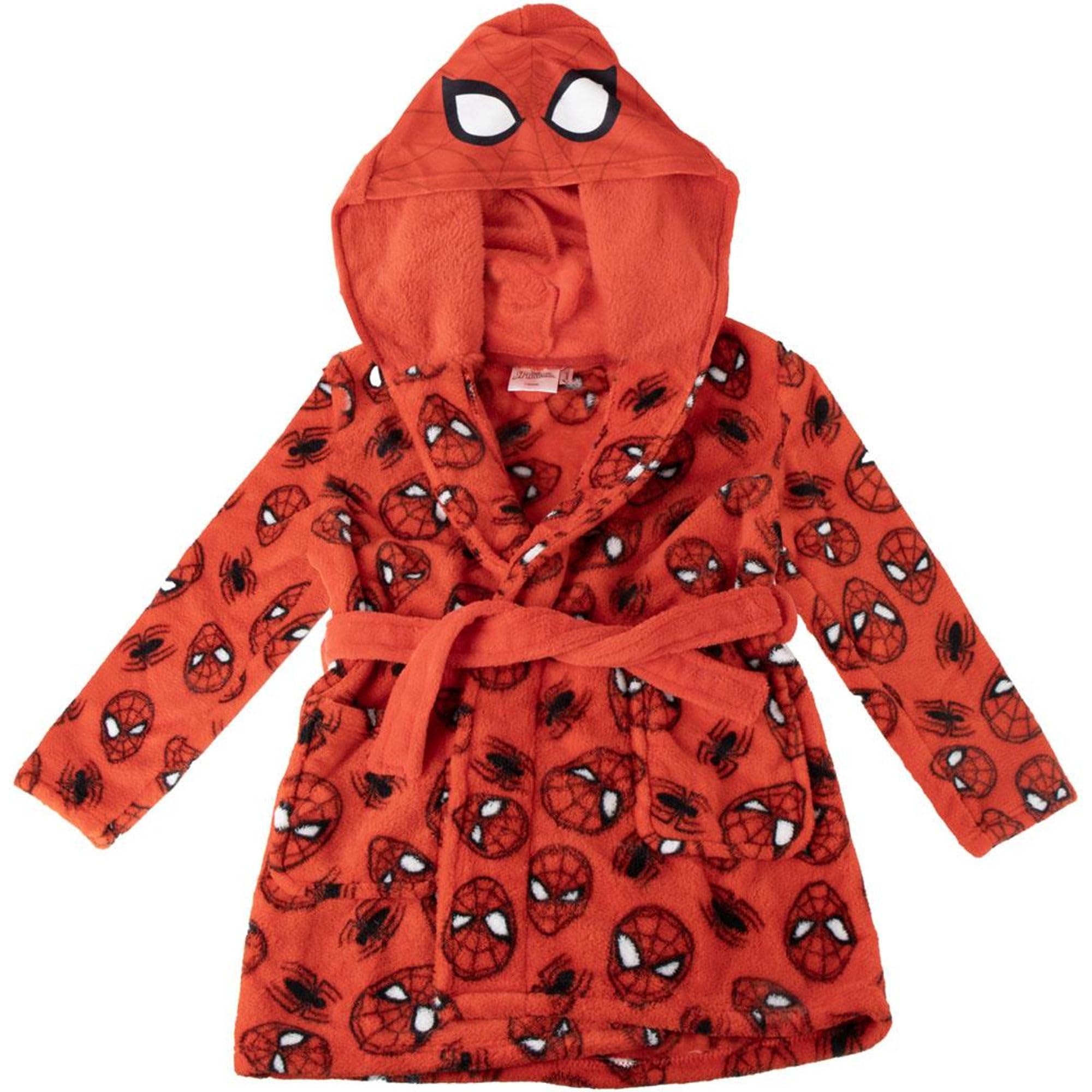 CERDÁ LIFE'S LITTLE MOMENTS Miękki szlafrok z kapturem i paskiem – Szlafrok Spiderman Ciepły i wygodny materiał polarowy, uniseks dla dzieci, Spiderman, 4 lat