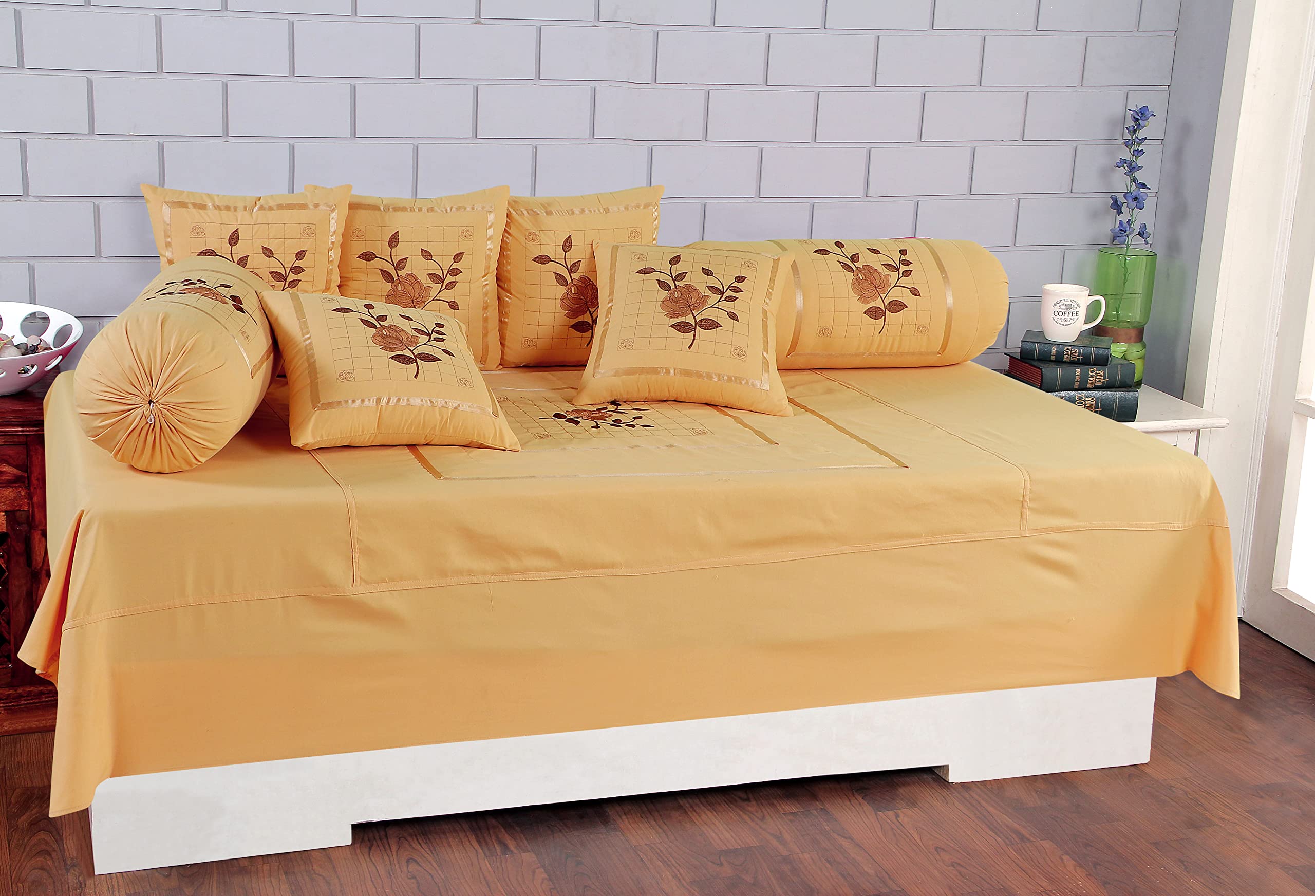 Maroon Cotton Diwan Set - 8 Piece Luxury -7 Maroon Cotton Diwan Set - 8 Piece Luxury -7
