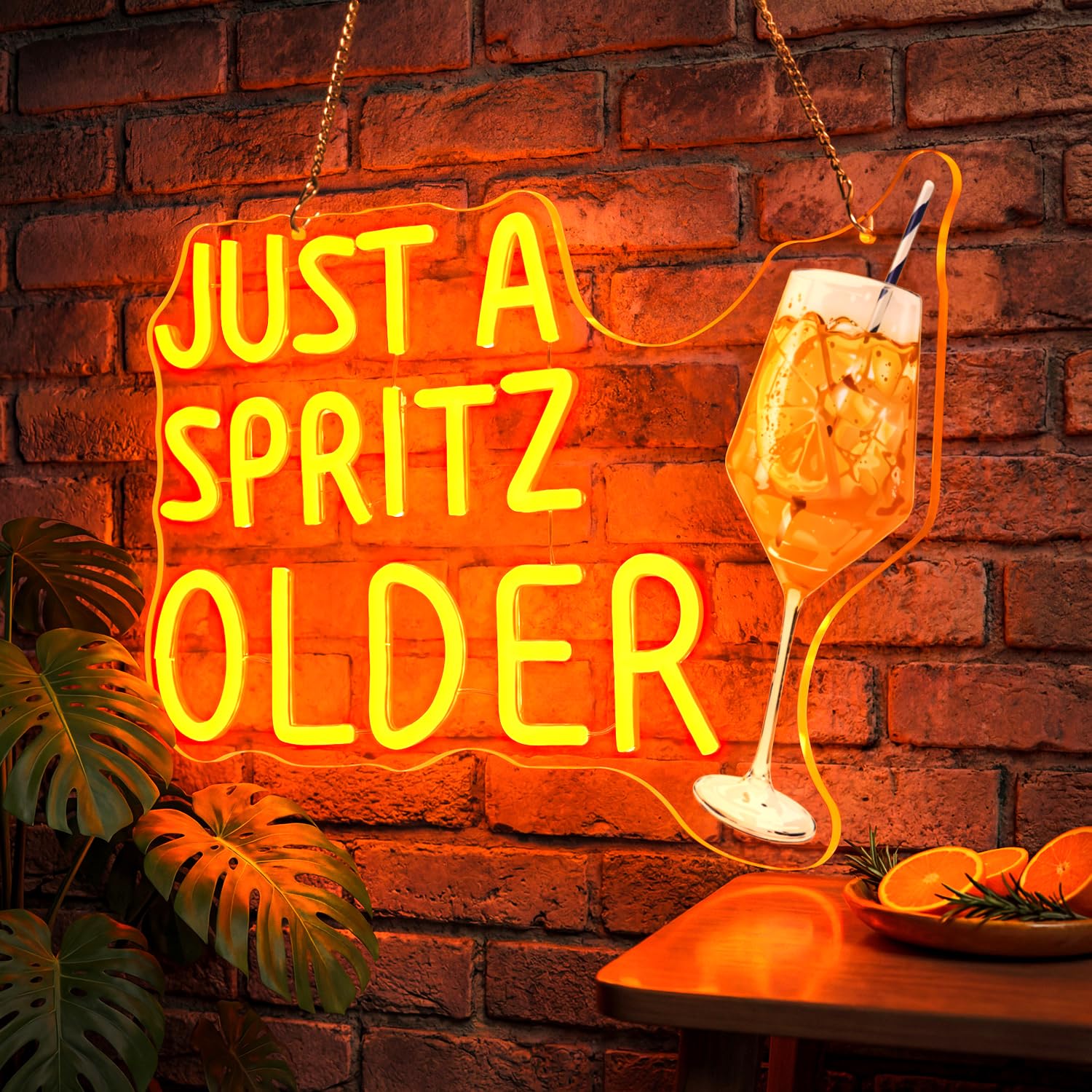 JUST A SPRITZ OLDER Neon Schild, Aperol Spritz Neon Schild, Cocktail Neonlicht, Orange LED Neonschild für Wanddekor, USB Bar Neon Sign für Party, Zuhause, Bar, Club, Männerhöhle, Küche