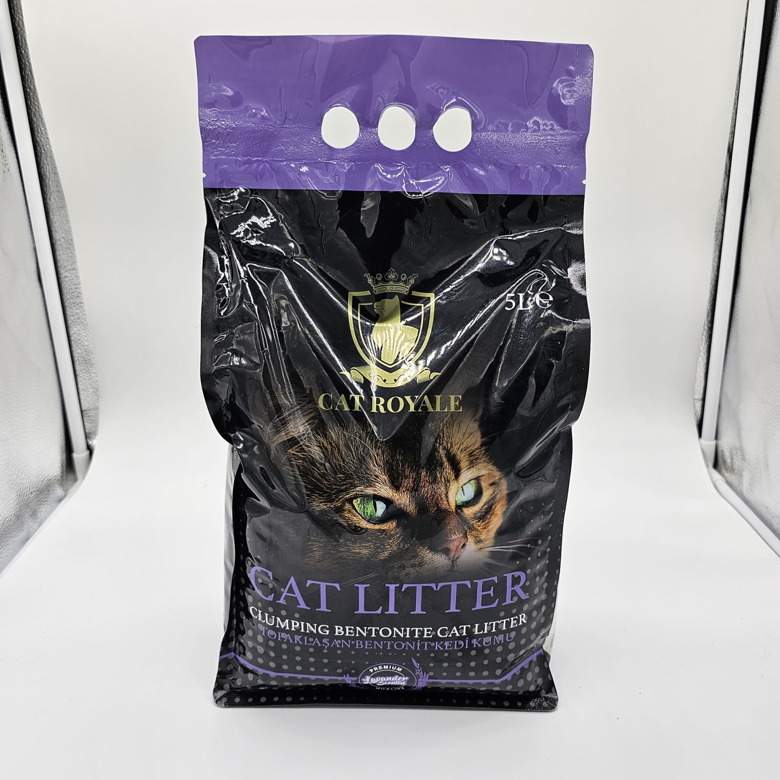 Lettiera agglomerante al profumo di lavanda, 5 l, bentonite naturale, 99,5% senza polvere, grumi rapidi e solidi, alto assorbimento, basso tracciamento, freschezza di lunga durata