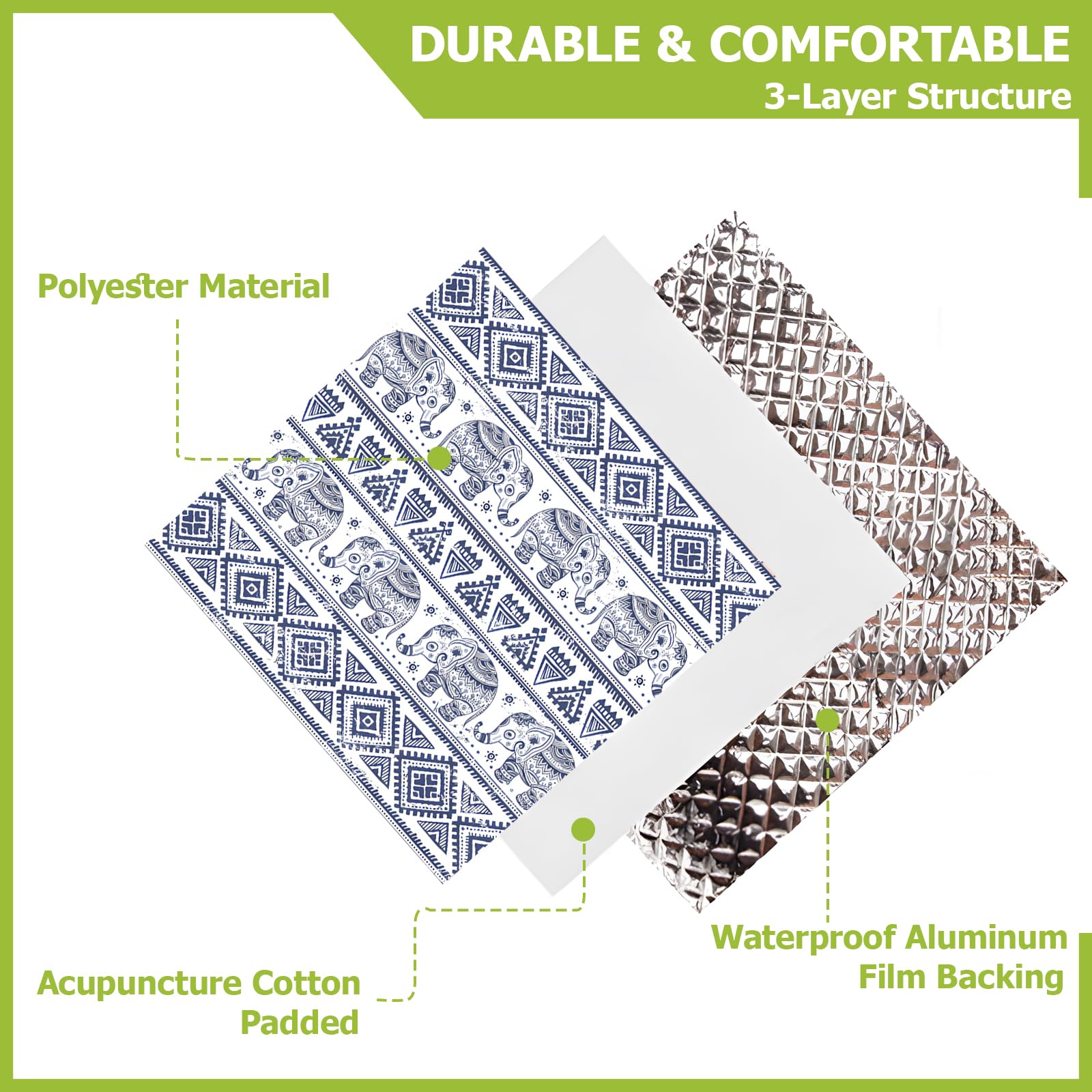 300 x 300 cm Picknickdecke, unten wasserdicht, Strand-Picknickmatte, extra groß, Bohemian, faltbar, maschinenwaschbar, für Outdoor, Picknick, Garten, Strand, Camping