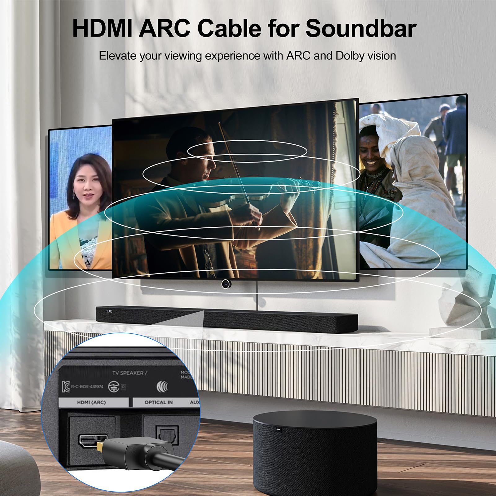 Cavo HDMI corto da 0,5 m (15,2 cm), confezione da 2 pezzi, cavo sottile da HDMI a HDMI 2.0 4K flessibile, 4K a 60 Hz, 2K a 165/144 Hz, HDCP 2.2, HDR, ARC e CL3, per HDTV, Roku, fotocamera, monitor