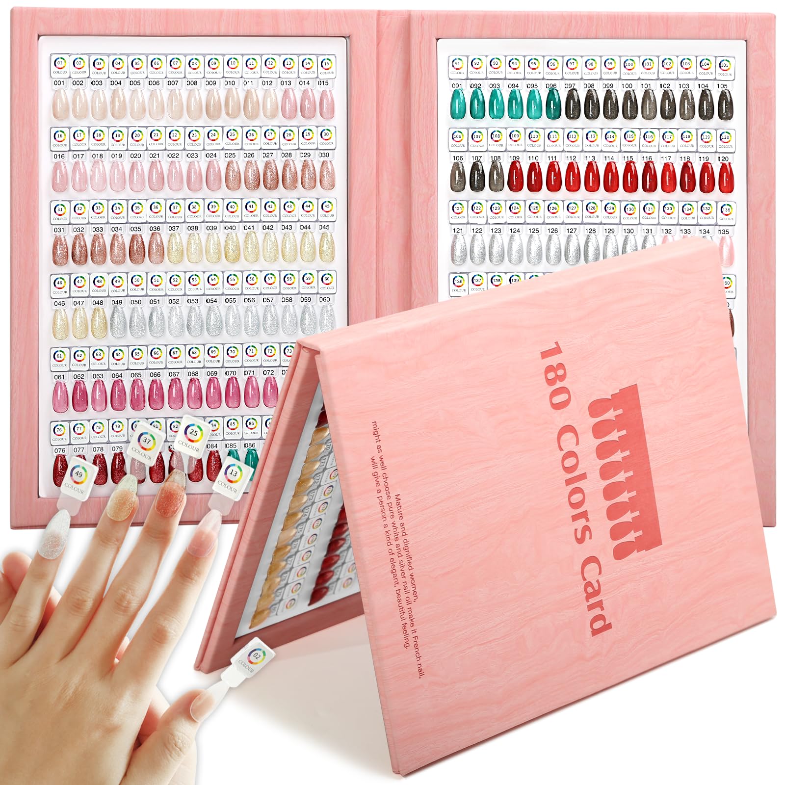 Libro magnético de color de uñas rosa ideal para decorar mesas de manicura y salones 8