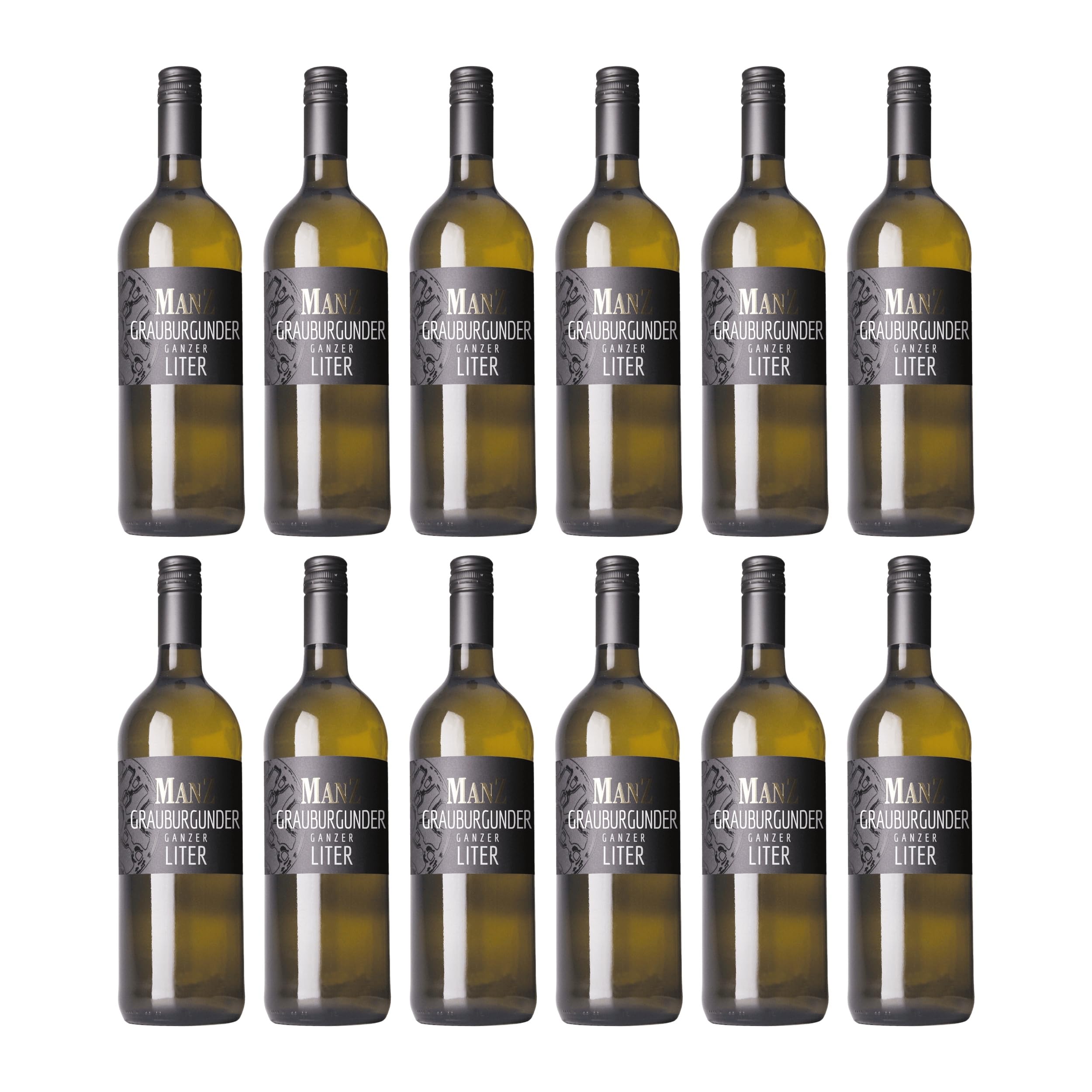 Weingut Manz Grauburgunder Ganzer Liter Weisswein Weiss Trocken Deutschland inkl. FeinWert E-Book (12 x 1 l)