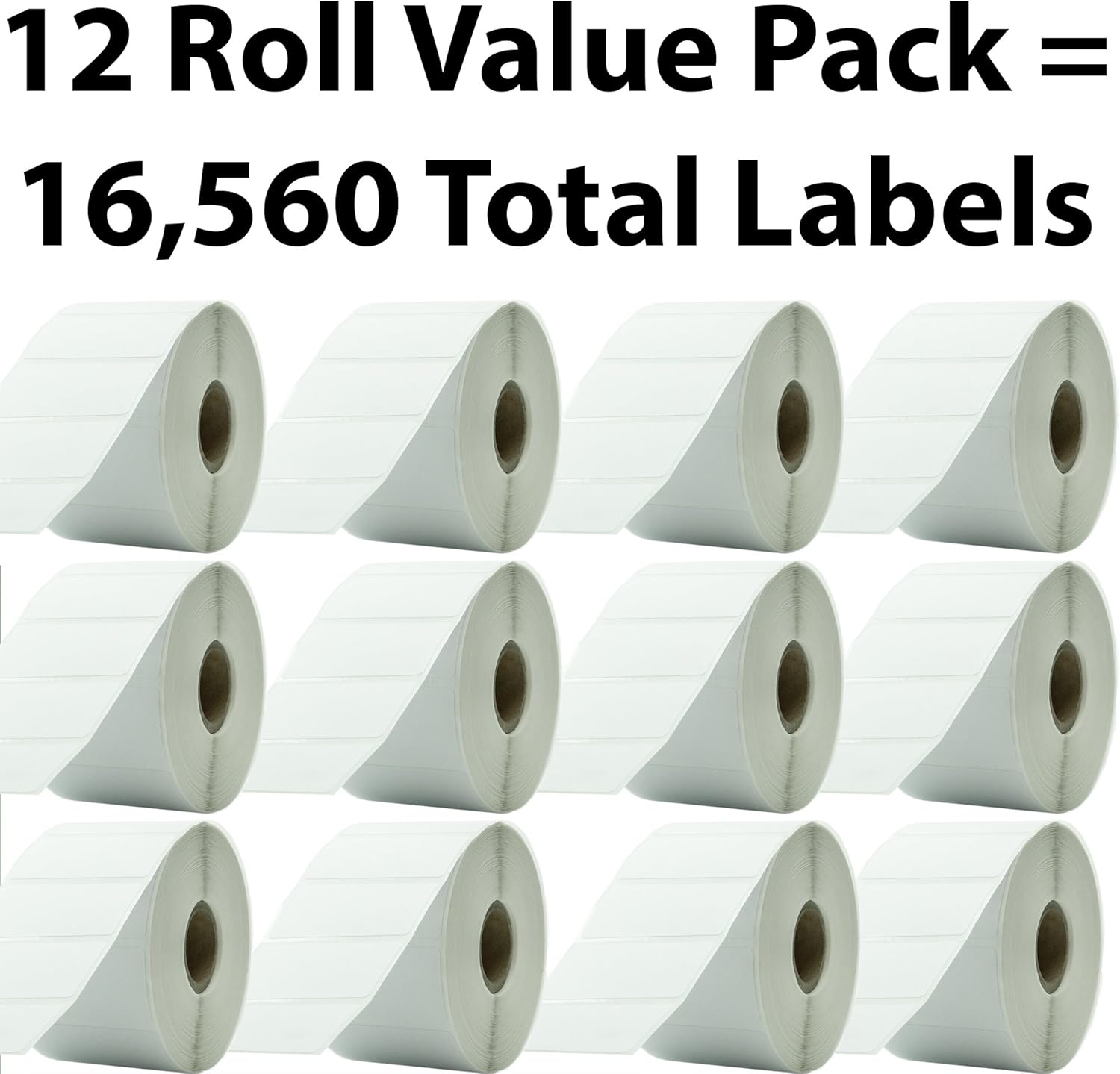 Premium, Extra Sticky 2x1in Direct Thermal Label 12 Pack. Bulk (16,560 pcs) Perforated Top Coated, Self-Adhesive Stickers for FNSKU Barcodes. Zebra Printer Compatible. Packaging and Shipping Supplies.