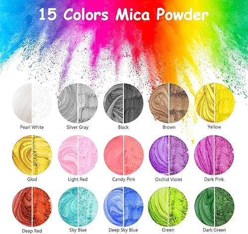 Miniatura 6 de KISREL Resina epoxi de 82 onzas, kit de resina epoxi transparente con 15 pigmentos y 15 colores de polvos de mica, sin amarillamiento, sin burbujas