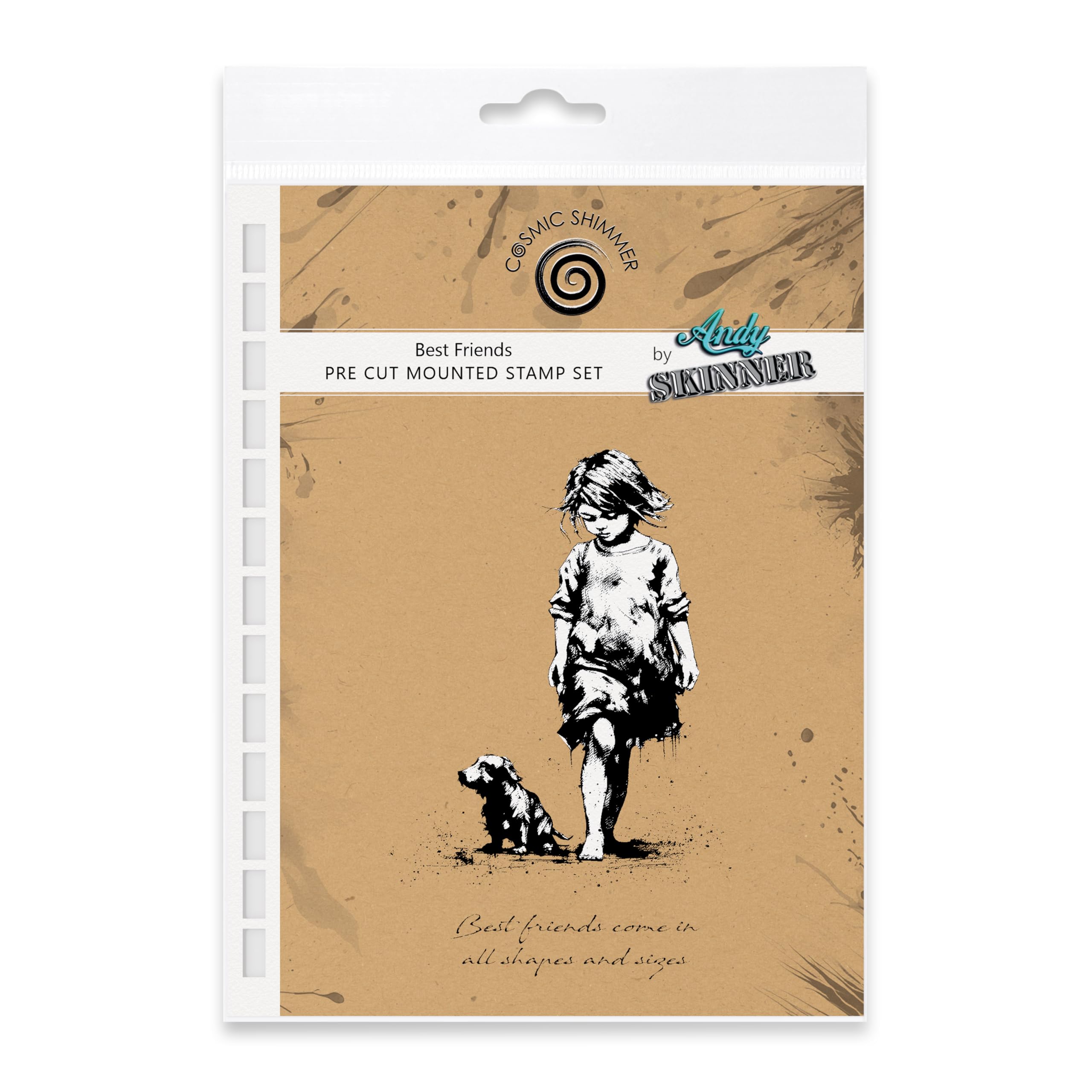 Cosmic Shimmer Best Friends Pre Cut Mounted Rubber Stamp by Andy Skinner & Katy Sue. Creates Image 115 x 75mms & Quote 16 x 58mms for Stamping in Mixed Media, Art Journaling, Card Making