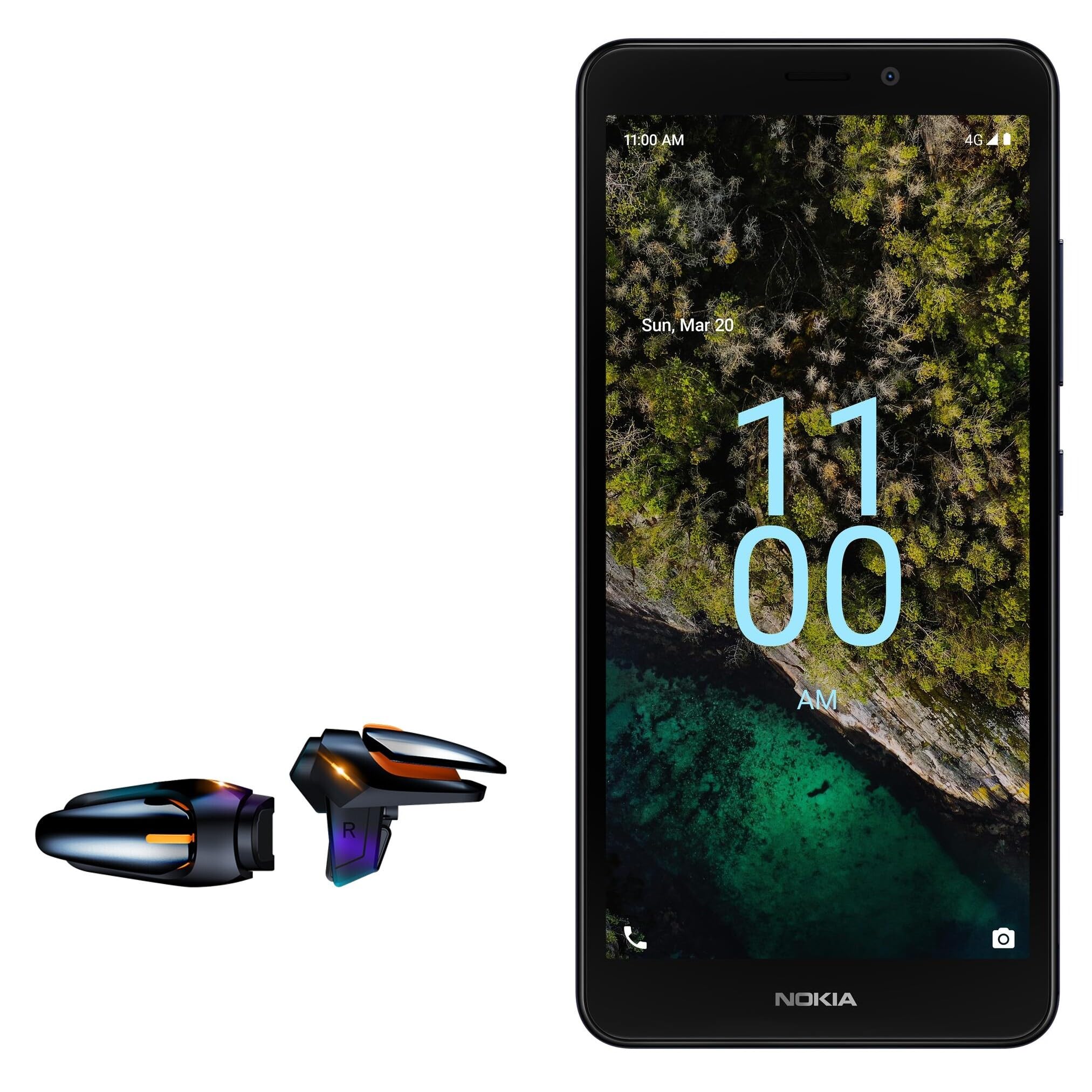 BoxWave Gaming Gear Compatible with Nokia C100 - Touchscreen QuickTrigger Auto, Trigger Buttons Autofire Gaming Mobile FPS - Jet Black