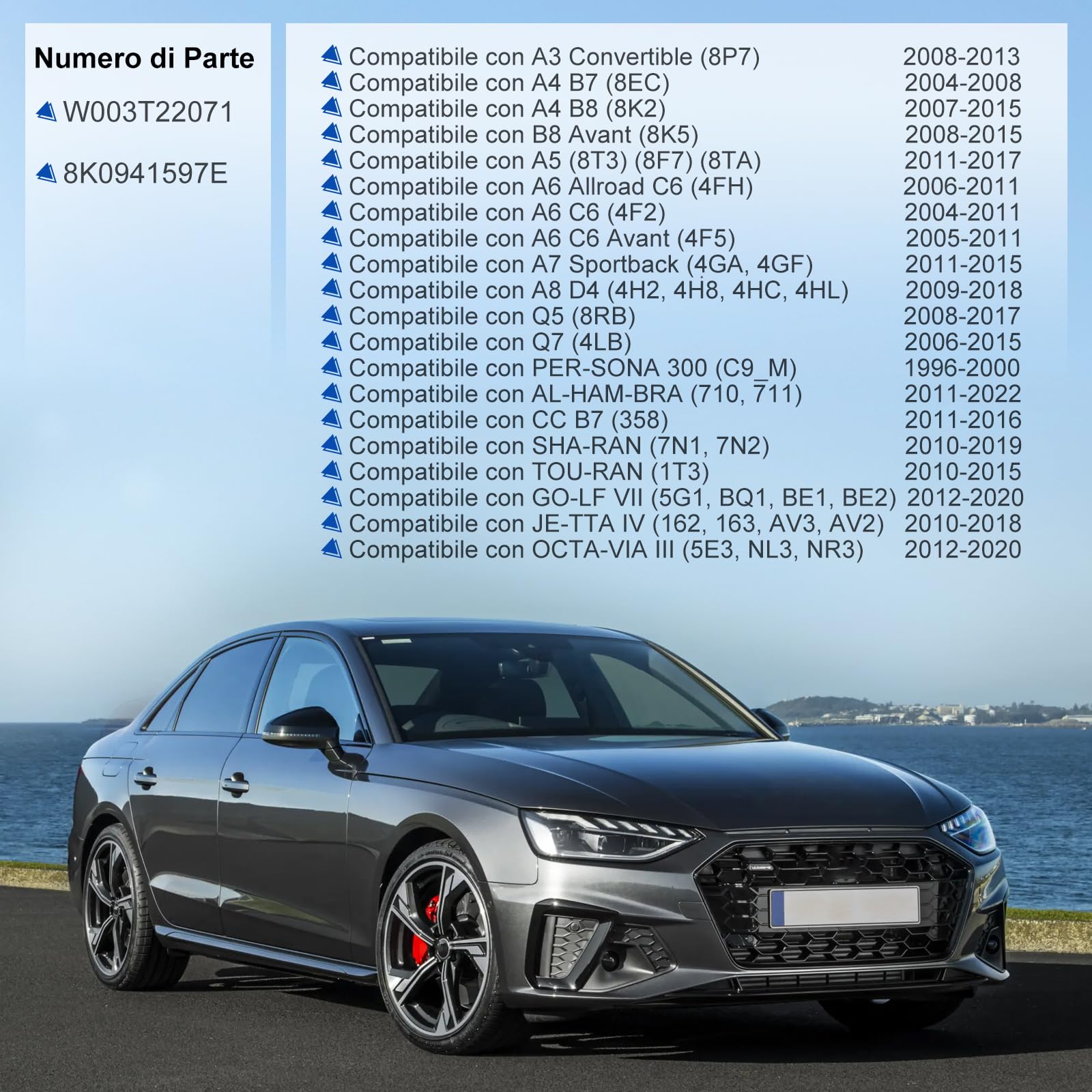 12V Ballast Xenon W003T22071, 35W Centralina Faro Xenon D3s D4s, Hid Headlight Ballast 8K0941597E Compatibile con A1 A3 A4 A5 A6 A7 A8 Q3 Q5 Octavia Golf Jetta Tiguan Touran Sharan