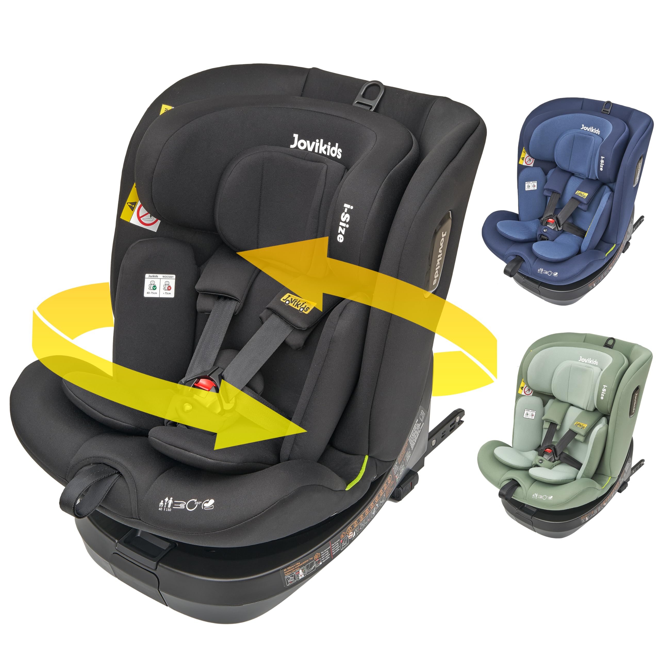 Jovikids Ranger TT ISOFIX Baby Car Seat I-size 360° for Newborn 0-12 Year, Infant Car seat, Rotating Car Seat, Car seat for Group 0,1,2,3, ECE R129/E4, Rearward & Forward Facing w/Top Tether - Black