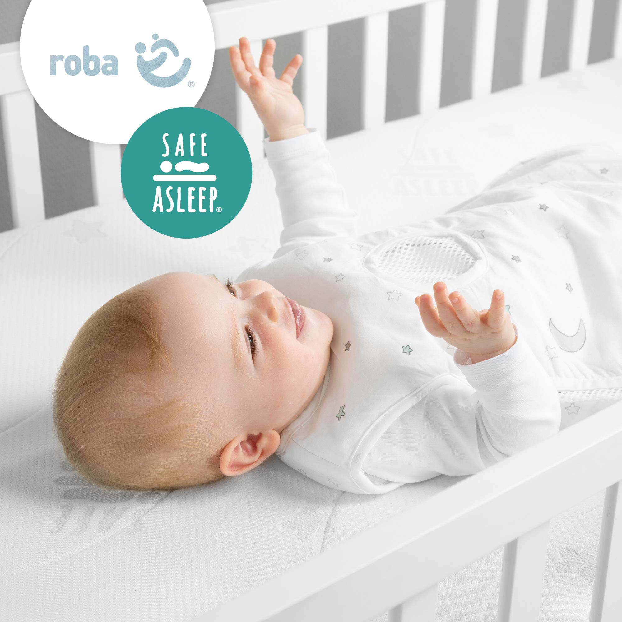 roba Materasso per Lettino safe asleep - Serie Air Balance Plus - 60 x 120 x 9 cm - con Zip - Sfoderabile e Lavabile - Trapuntato e Traspirante - Bianco