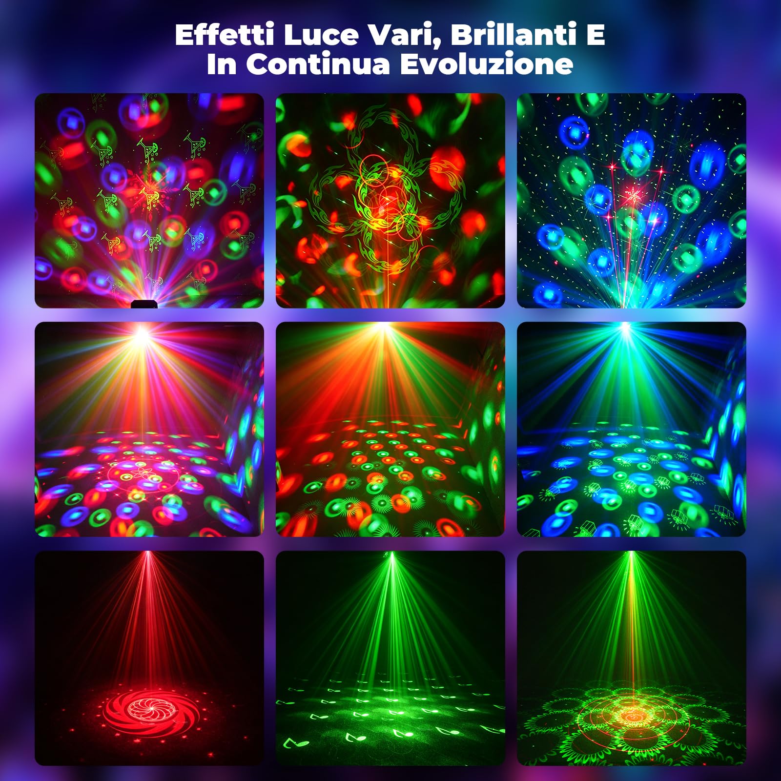 Luci Discoteca 7 in 1 con Doppia Sfera Disco, Luci DJ Attivata dalla Musica, Luci Discoteca da Esterno LED RGB, Luce UV, Luci Sfera Rotante per Club, Karaoke, Compleanno, Halloween, Natale
