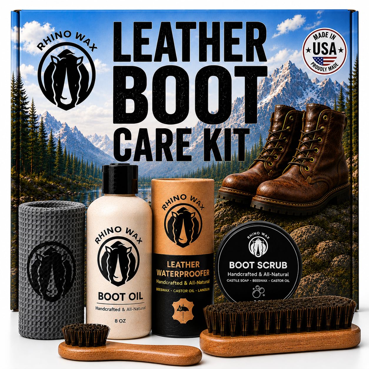 Leather Boot Care Kit: Leather Boot Cleaner &amp; Conditioner Set USA