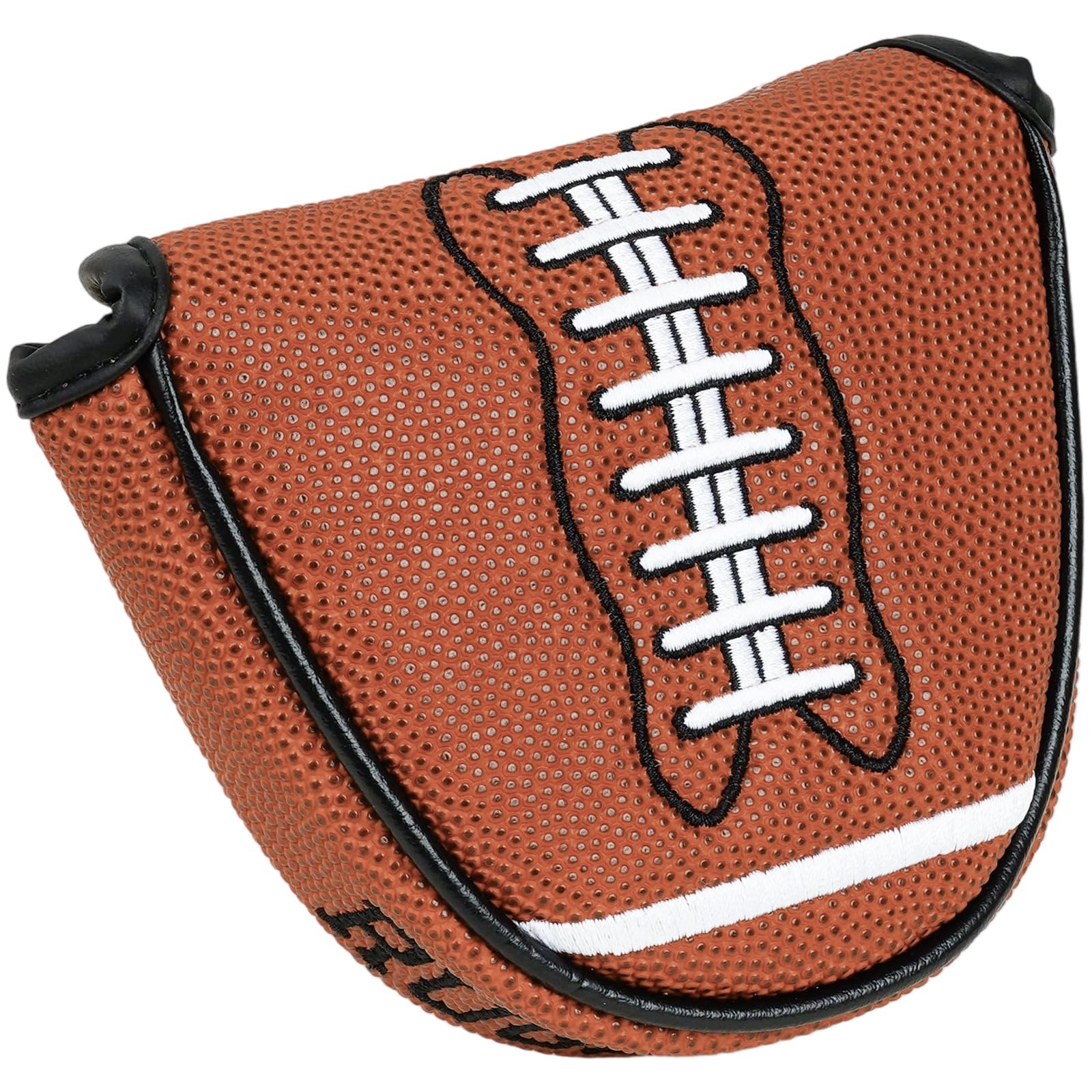 Golf Mallet Putter Head Cover Magnetic Closure Club Protector PU Leather Rugby Ball Design