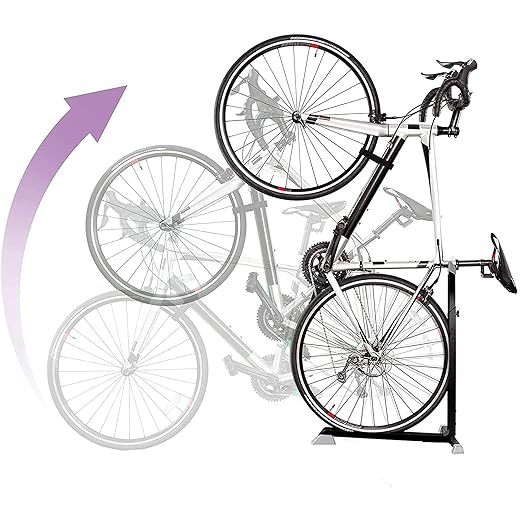 Bike Stand & Vertical Storage Rack by Bike Nook - The Original Vertical Bicycle Floor Stand for Garage Storage and Indoor and Outdoor use, Perfect Bike Accessories for Small Spaces with No Drilling