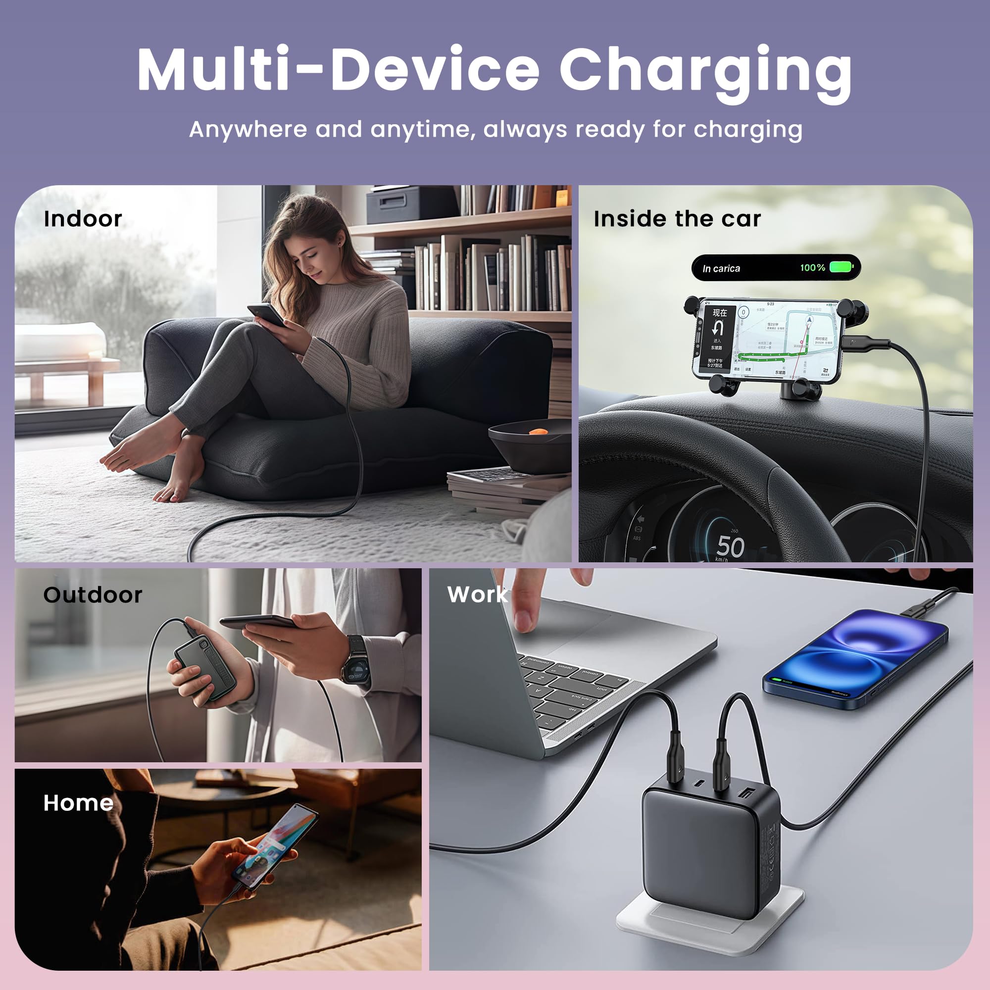 RAMPOW Cavo USB Type-C 5-Pack [1M*5], Cavo USB A a USB C Ricarica Rapida, Cavo iPhone 16 3A, Cavo iPhone 15 Tipo C per iPhone 16/16 Pro/15/15 Pro, iPad Pro/Air, Samsung S23/S22