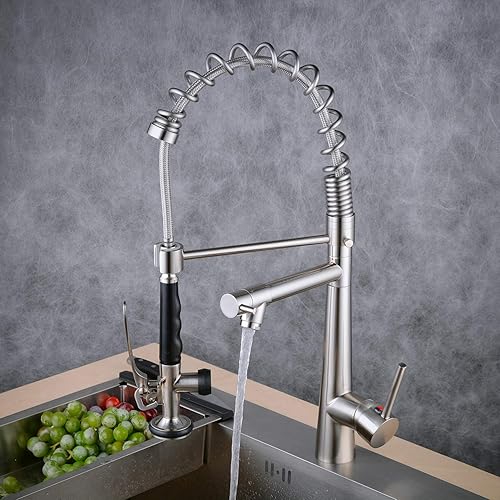 Miniatura 4 de Beelee - Grifo de cocina de bronce frotado con aceite grifo de fregadero de cocina industrial grifo de cocina preenjuague de arco alto con boquilla