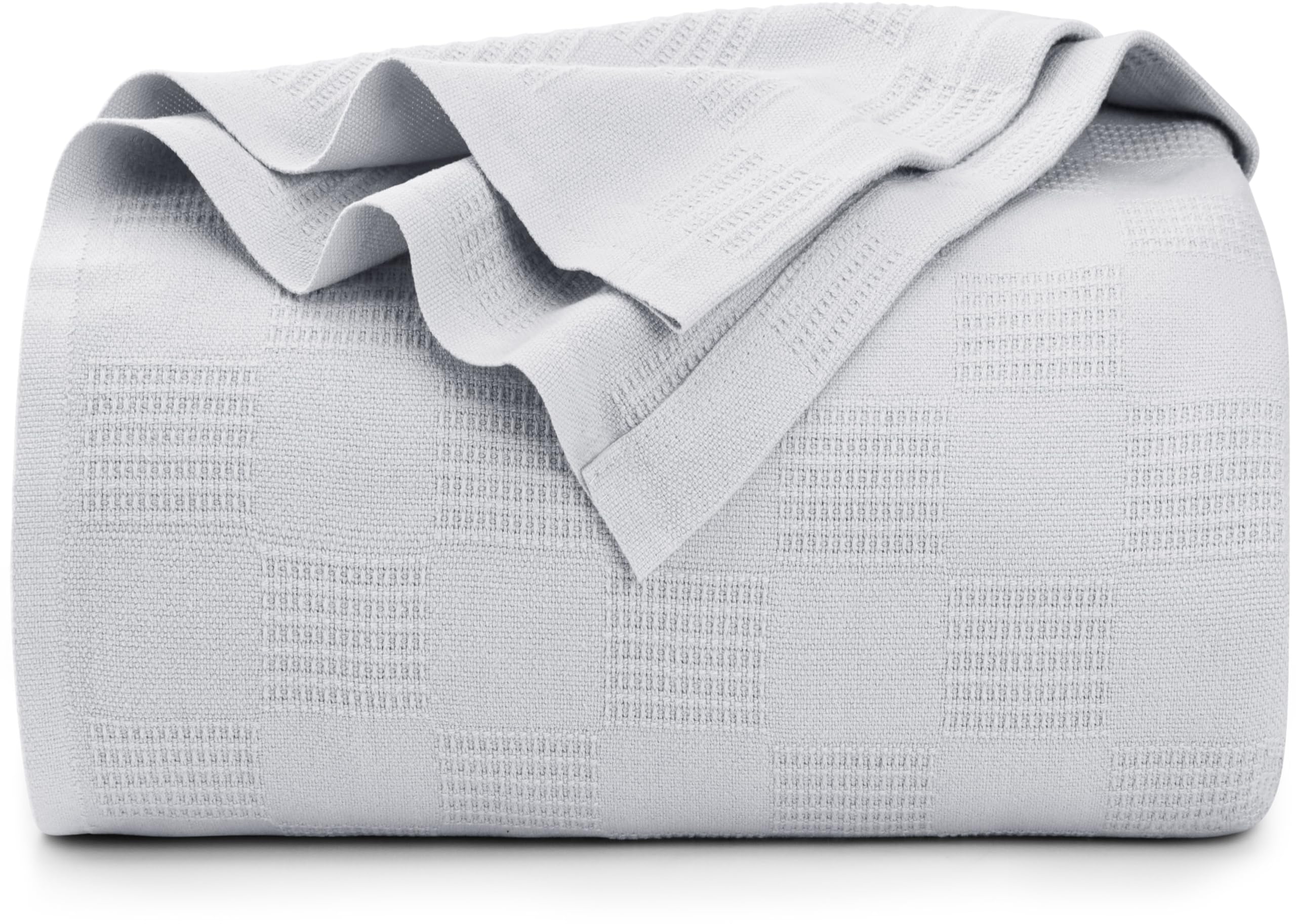 Utopia Bedding Silver 100% Cotton Blanket [Queen Size - 90x90 Inch] 350GSM Lightweight, Soft and Breathable Thermal Blanket for All Seasons