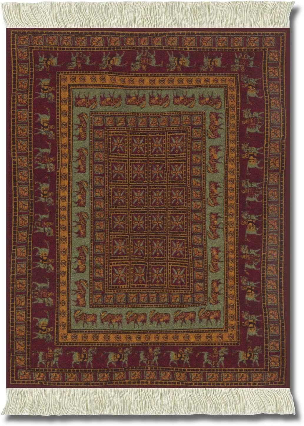 Lextra (Pazyryk, World's Oldest Discovered Rug), Mouserug, Burgundy/Gold/Sage, 10.25 x 7.125 Inches, One (PRK-1)