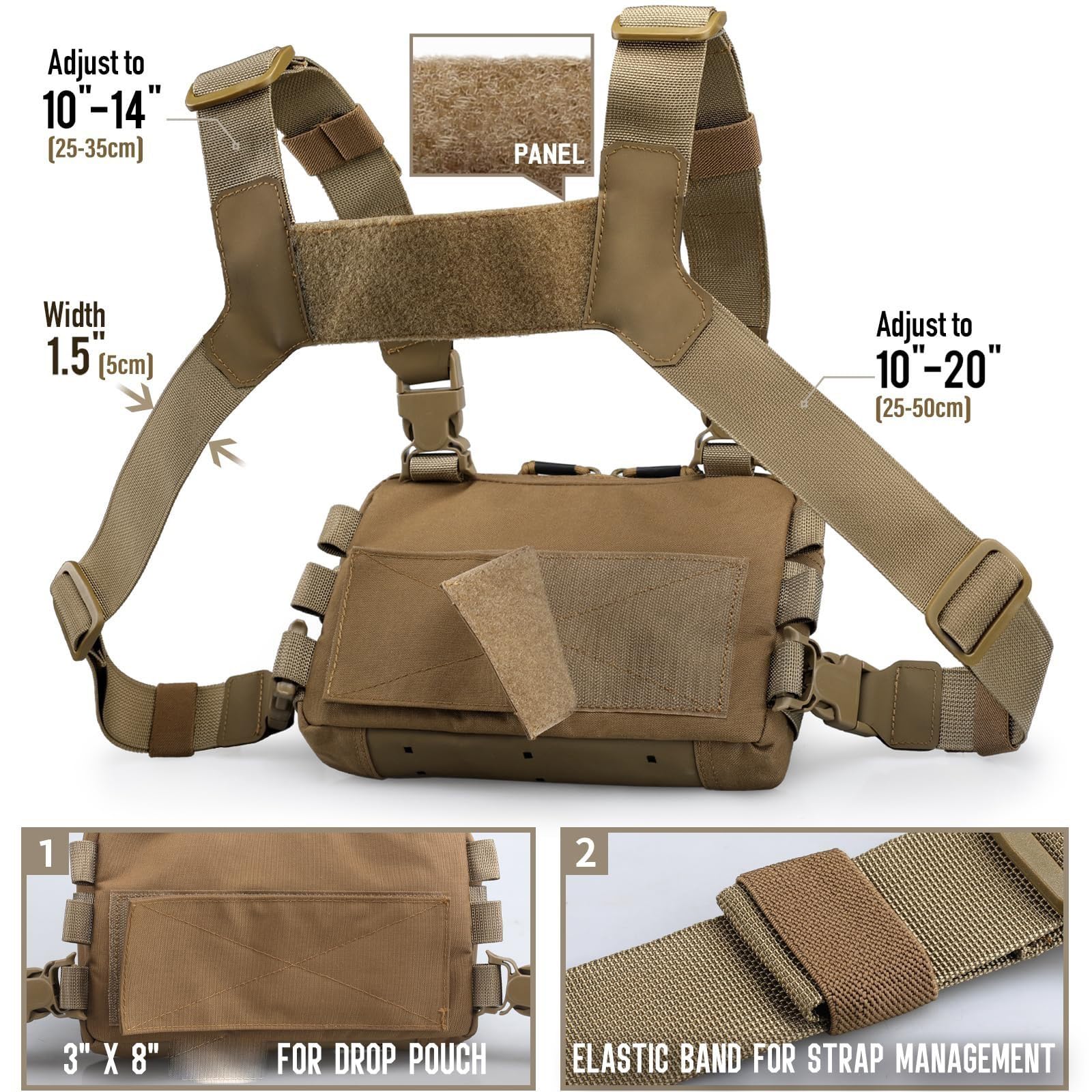 Paquete Plataformas Tácticas para Pecho Hombres Bolsa Correr Bucle Frontal Utilidad Chaleco Entrenamientos