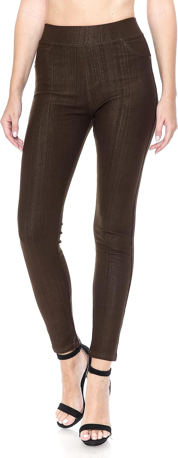Leggings Depot Women's Cotton Blend Stretch Pull-on Jeggings Casual Pants with Pockets (Available in Plus Size) image 2
