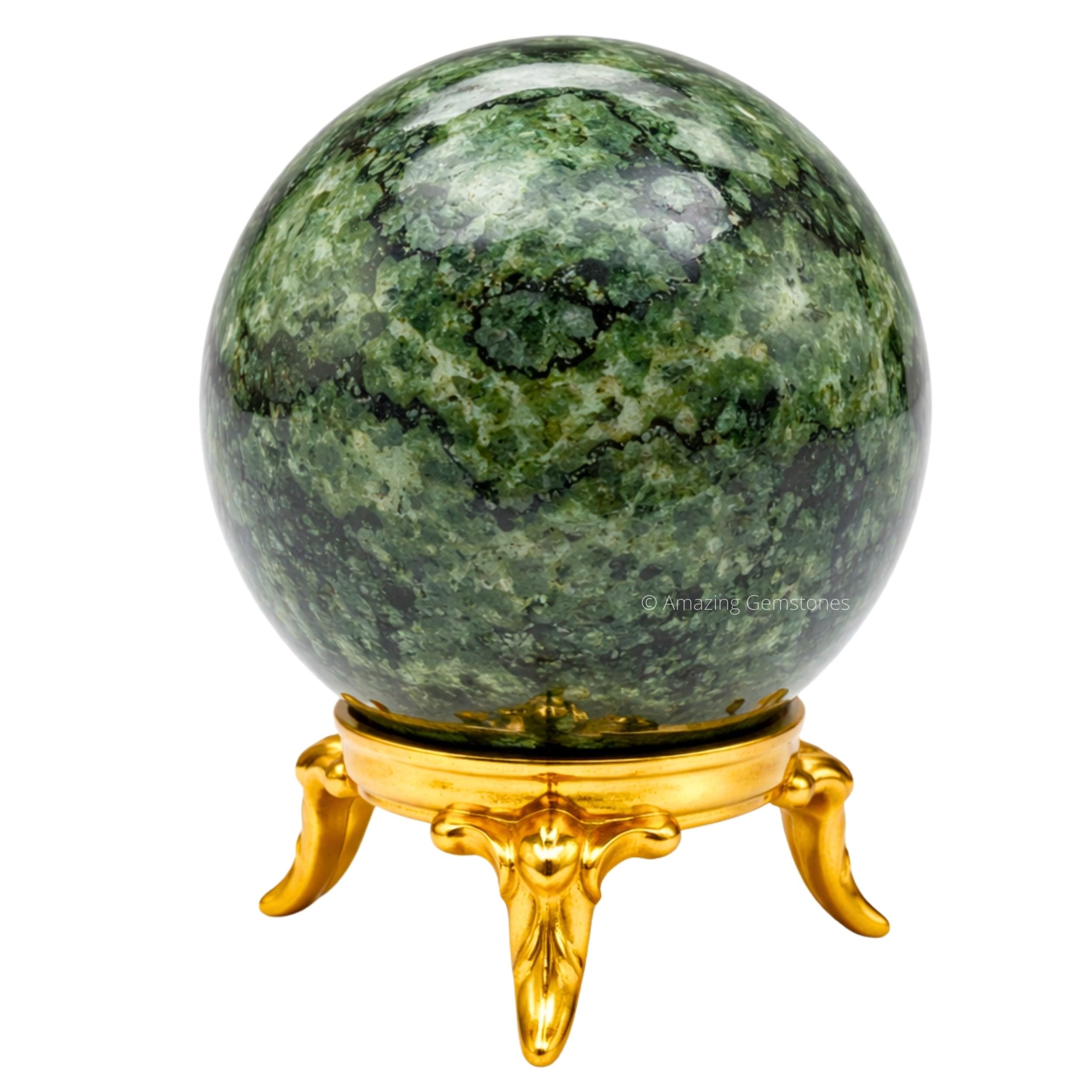 Amazon.com: Amazing Gemstone Green Jade Crystal Ball with Stand