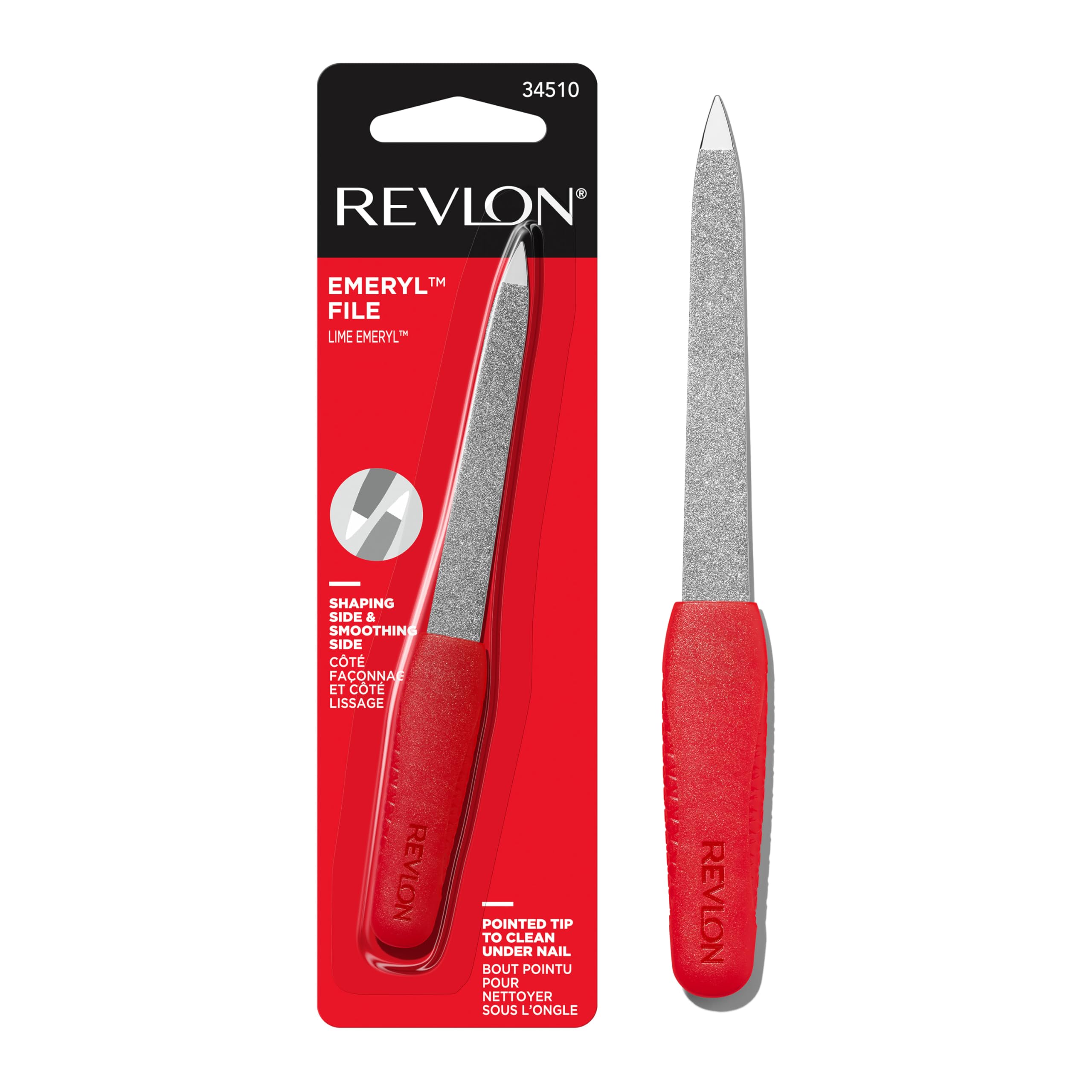 Revlon Emeryl File, Metal Nail Filer With Easy Grip Handle & Double-Sided Fingernail Buffer For Precise Manicure Shaping & Smoothing, 1 Count