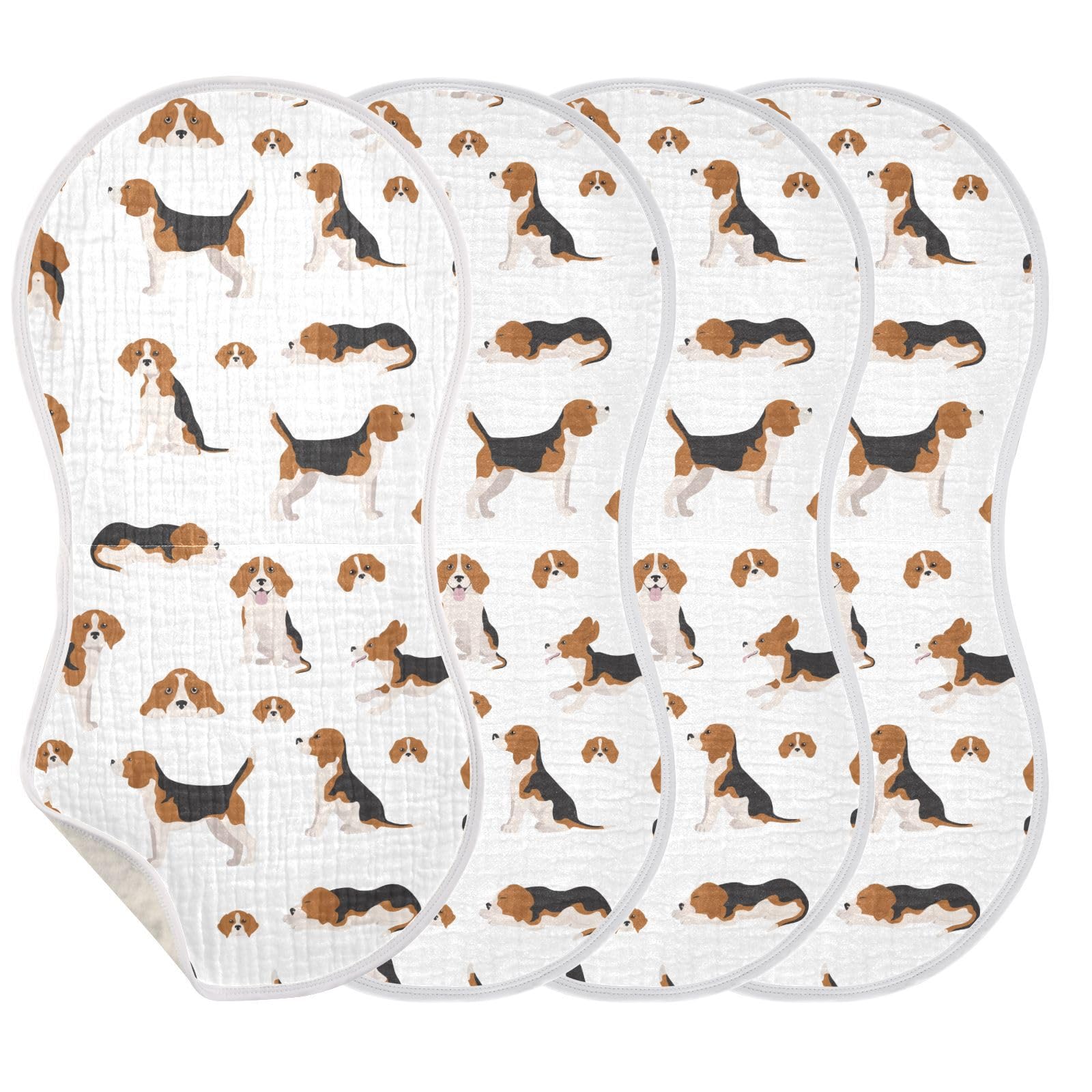JHKKU Muslin Burp Cloths for Baby Boys and Girls - 1-Pack Ultra Absorbent Beagle Dog Muslin Washcloths, Newborn Towel, Milk Spit Up Rags, Burp Cloth Bib for Unisex, 22 x 11 Inch