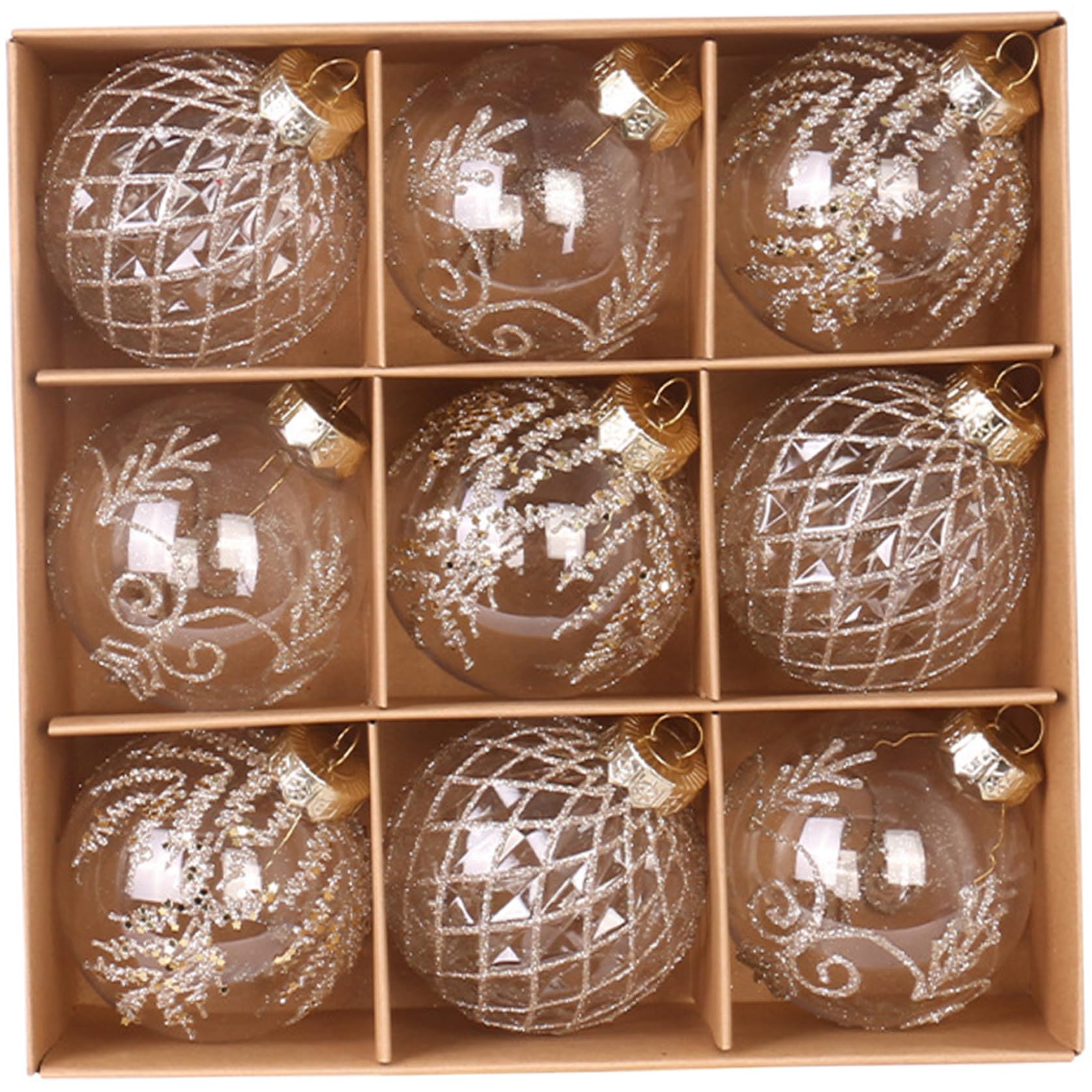 Diy Christmas Ornaments Clear Christmas Ornaments Balls 9Pcs Plastic Clear Lightweight Diy for Xmas Tree, Holiday, Wedding, Champagne