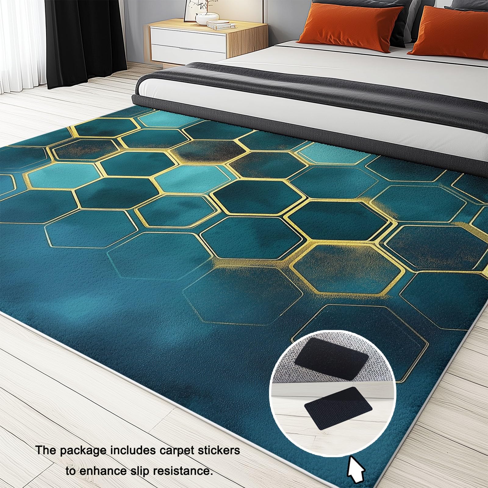 Dywan, geometryczny dywan o strukturze plastra miodu, do salonu, 160 x 230 cm, antypoślizgowy, nowoczesny efekt 3D, wycieraczka do korytarza, sypialni, flanelowa mata podłogowa, nadaje się do
