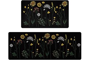 Rempry Kitchen Rugs and Mats Set of 2, Colorful Floral Kitchen Mats for Floor, 17"x47"+17"x29"
