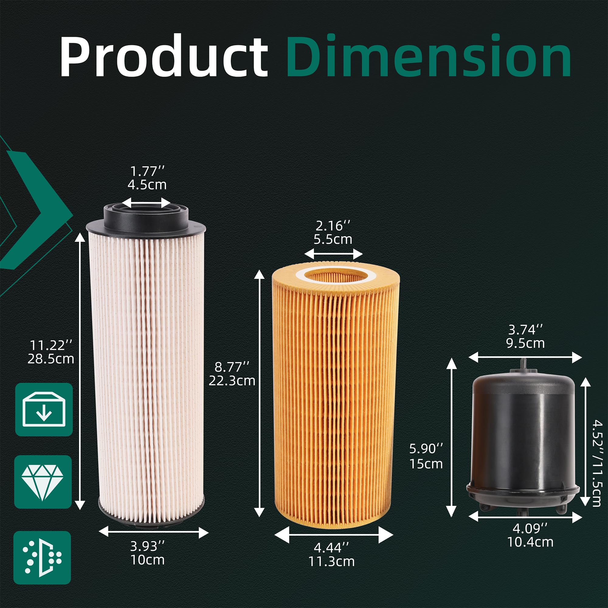 Amazon.com: Set of 3 Filter Kit, for Paccar MX13 MX-13 EPA13